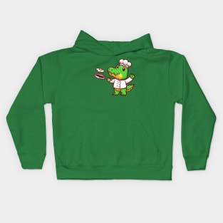 Cute Crocodile Chef Cooking Egg Cartoon Kids Hoodie